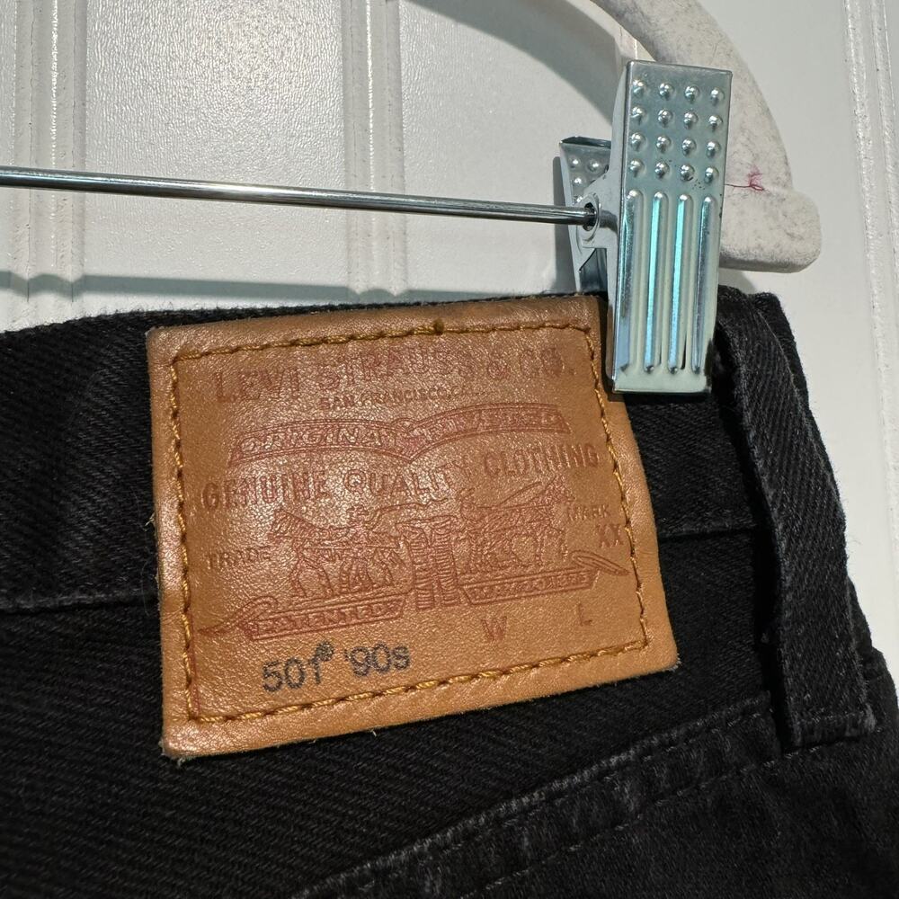 Levis 90s 501 Black Denim Jeans Button Fly Size 31 - Picture 6 of 8